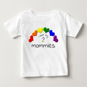 Gay Pride Baby I Liebe meine 2 Mommies Rainbow Hea Baby T-shirt