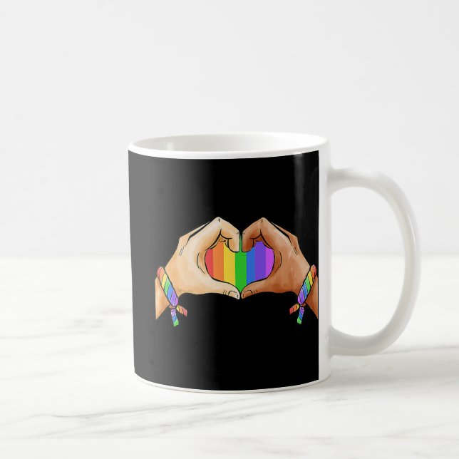 Gay Pride Bekleidung LGBT Regenbogen Flag Herzensv Kaffeetasse (Rechts)