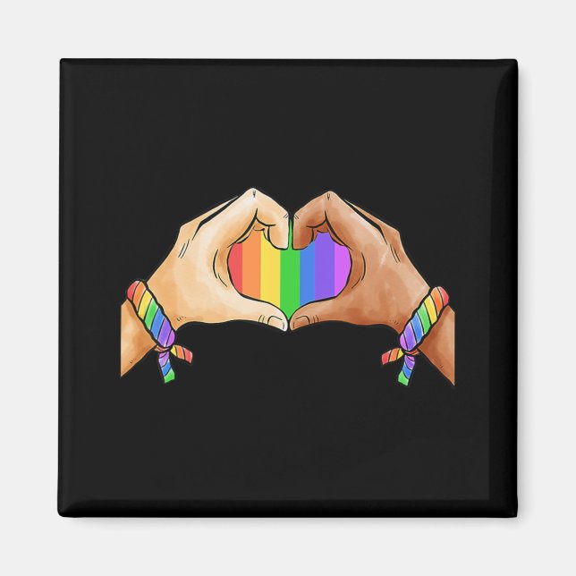 Gay Pride Bekleidung LGBT Regenbogen Flag Herzensv Magnet (Vorne)