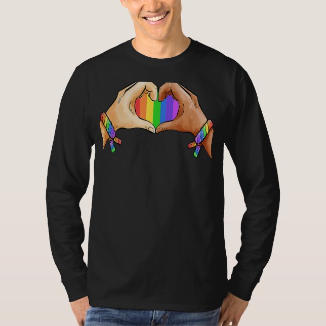 Gay Pride Bekleidung Lgbt Regenbogen Flag Herzensv T-Shirt (Vorderseite)