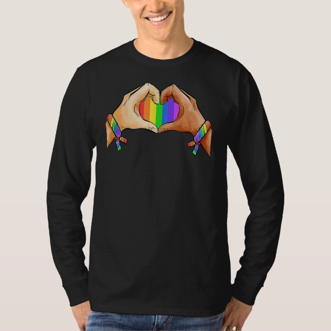 Gay Pride Bekleidung Lgbt Regenbogen Flag Herzerkr T-Shirt (Vorderseite)