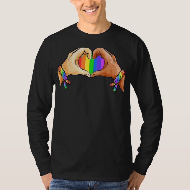 Gay Pride Bekleidung Lgbt Regenbogen Flag Shirt He (Vorderseite)