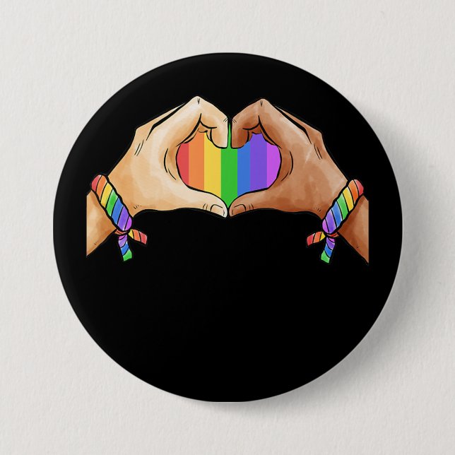 Gay Pride Bekleidung Lgbt Regenbogen Flag T Herz Button (Vorderseite)