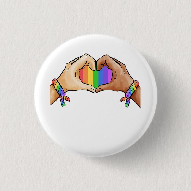 Gay Pride Bekleidung Lgbt Regenbogen Flag T Herz Button (Vorderseite)