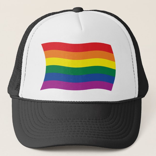 Gay Pride-Bewegungs-Flag-Hub Truckerkappe (Vorderseite)