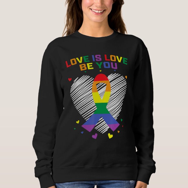 Gay Pride Bi Lgbtq Bisexual Lesbian Ally Liebe ist Sweatshirt (Vorderseite)
