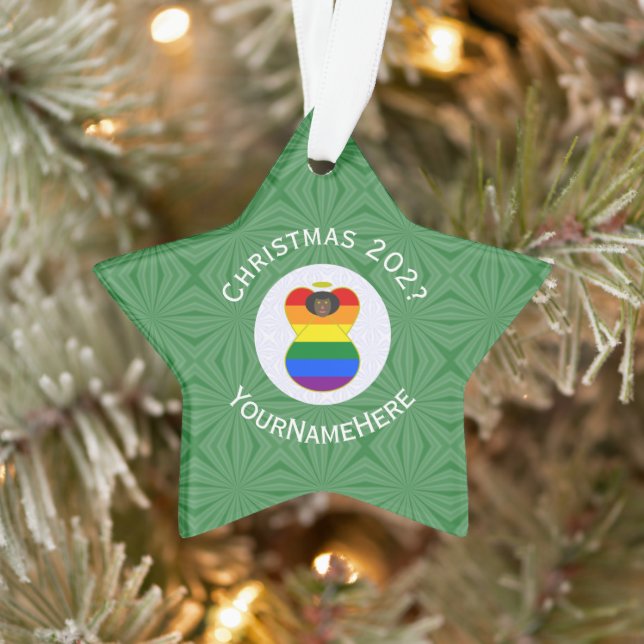 Gay Pride Black Angel Flag Weihnachten Personalisi Ornament (Baum)