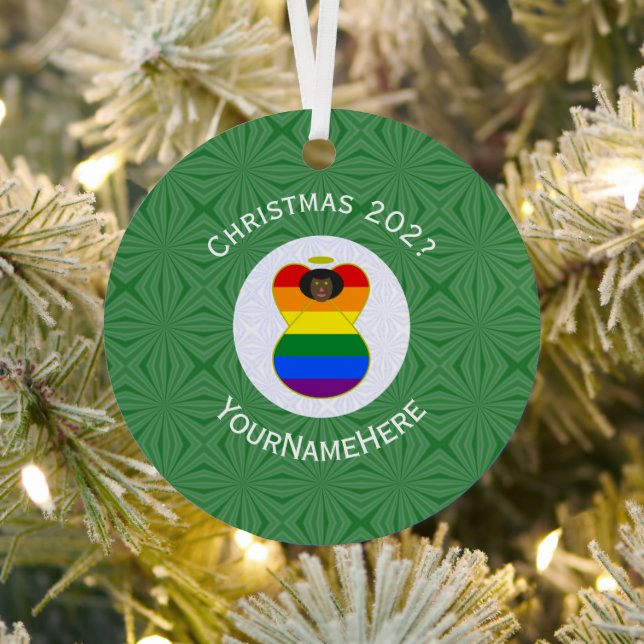Gay Pride Black Angel Flag Weihnachten Personalisi Ornament Aus Metall (InSitu)