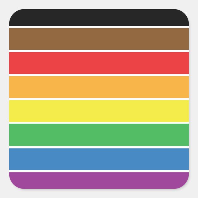 Gay Pride - BLM-Gay Pride-Flag - Regenbogenstreife Quadratischer Aufkleber (Vorderseite)