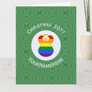 Gay Pride Blonde Angel Weihnachtsflagge Personalis Karte