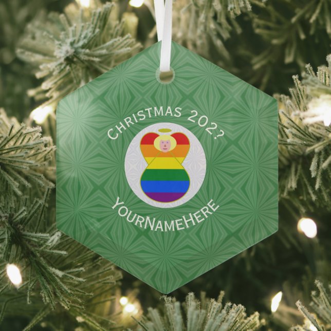 Gay Pride Blonde Angel Weihnachtsflagge Personalis Ornament Aus Glas (Insitu)