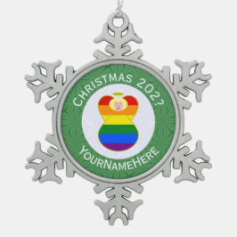 Gay Pride Blonde Angel Weihnachtsflagge Personalis Schneeflocken Zinn-Ornament