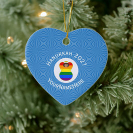 Gay Pride Brown Angel Hanukkah Flag Personalisiert Keramik Ornament