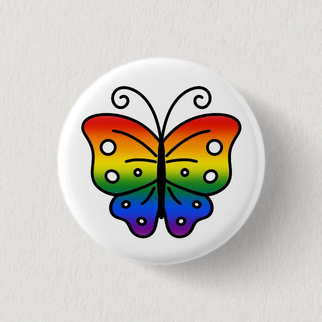 Gay Pride Butterfly Pin Badge Button (Vorderseite)