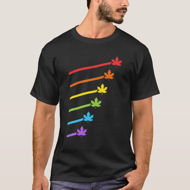Gay Pride Canadian Rainbow Maple Leaf Canada LGBTQ T-Shirt (Vorderseite)