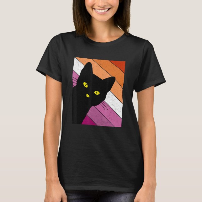 Gay Pride Cat Lesbian Rainbow Flag LGBTQ Cat Mom C T-Shirt (Vorderseite)