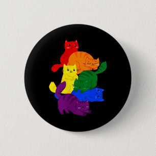 Gay Pride Cat LGBT Ally Kawaii Cats Pile LGBTQ Button