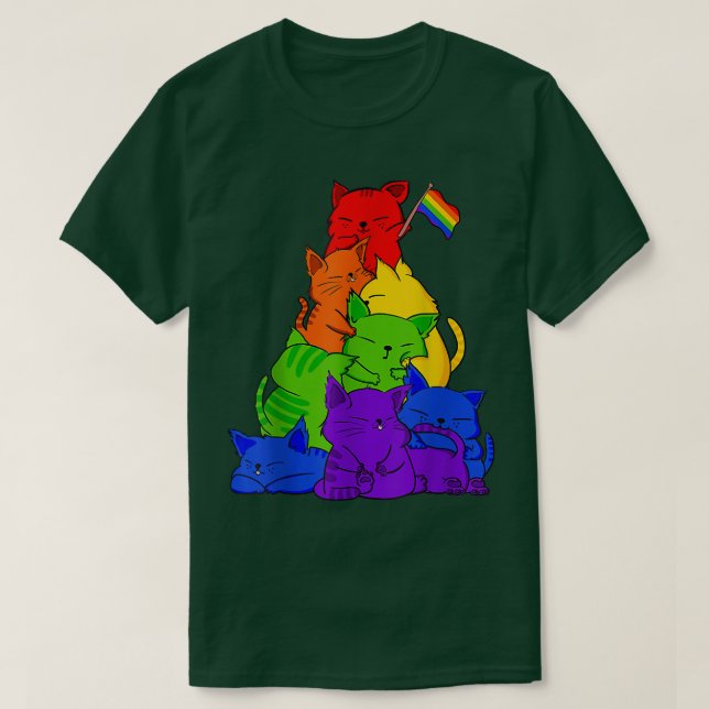 Gay Pride Cat LGBT Kawaii Cats Pile Niedlich Anime T-Shirt (Design vorne)