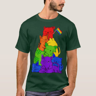 Gay Pride Cat LGBT Kawaii Cats Pile Niedlich Anime T-Shirt