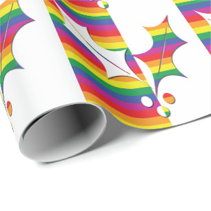 Gay Pride Christmas Holly Geschenkpapier