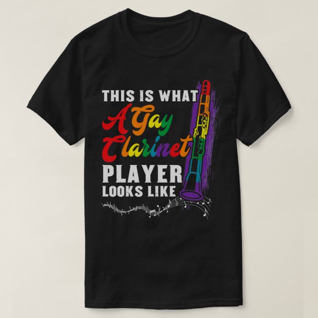 Gay Pride Clarinet Player Instrumentalist T-Shirt (Design vorne)