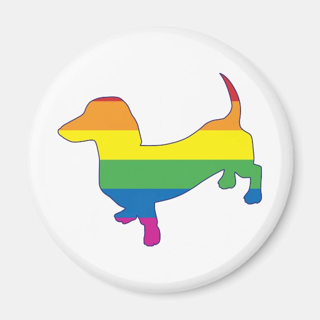 Gay Pride Dackel/Dackel Magnet (Vorne)