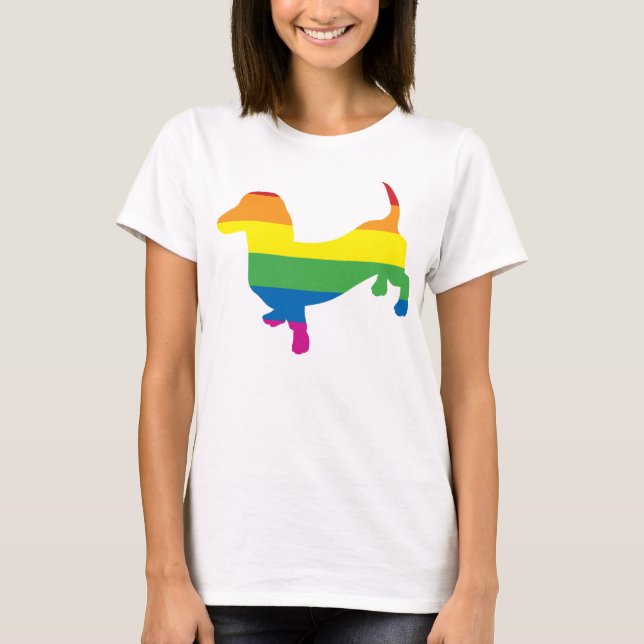Gay Pride Dackel/Dackel T-Shirt (Vorderseite)