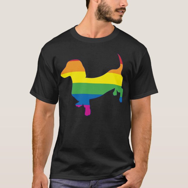 Gay Pride Dackel/Dackel T-Shirt (Vorderseite)