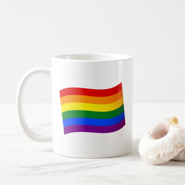 Gay Pride der Regenbogenflagge LGBT LGBTQ Liebe is Kaffeetasse (Mit Donut)
