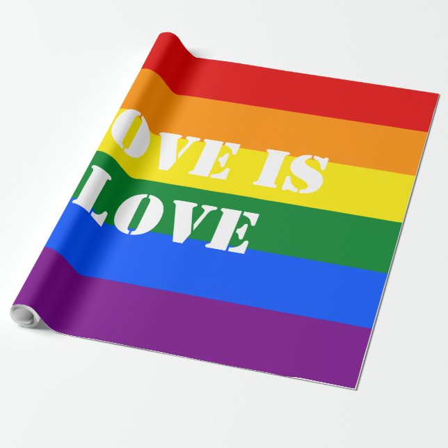 Gay Pride der Regenbogenflagge LGBTQ Liebe ist Lie Geschenkpapier (Ungerollt)