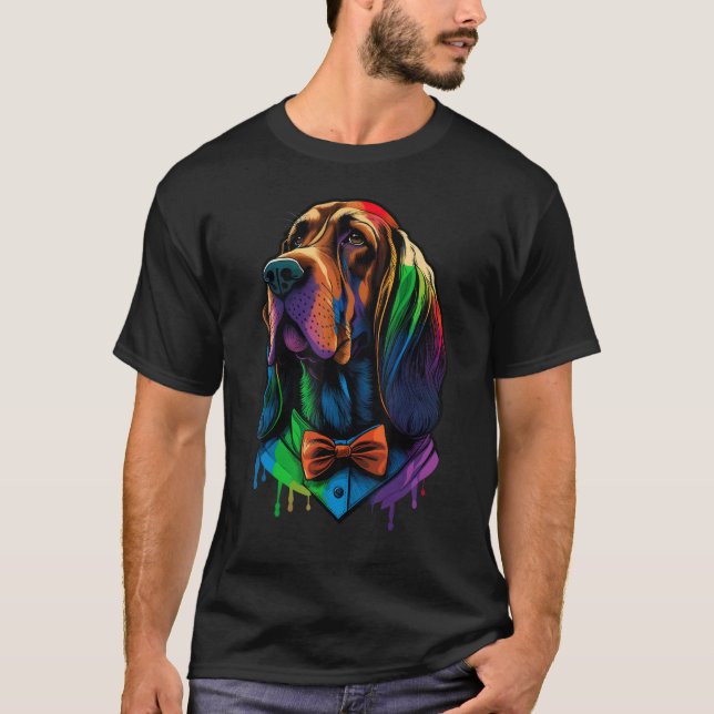 Gay Pride des Bluthundes Hund LGBT Rainbow Flag Bl T-Shirt (Vorderseite)
