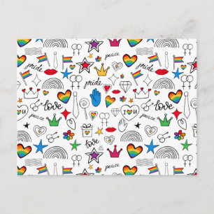 Gay Pride-Doodle-Muster Feiertagspostkarte