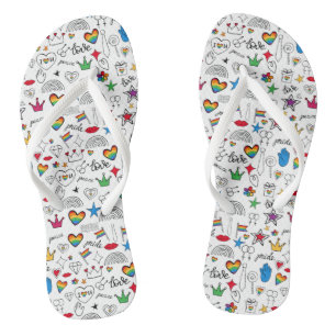 Gay Pride-Doodle-Muster Flip Flops