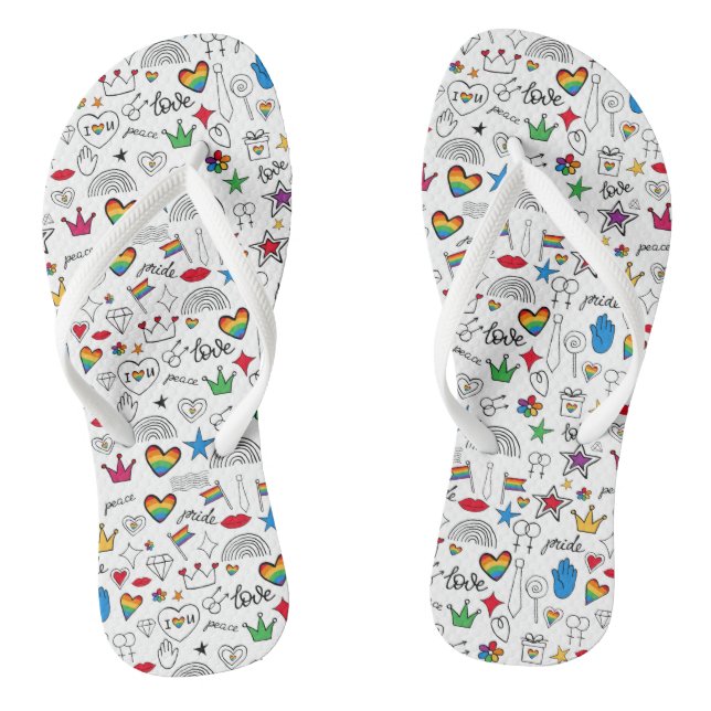 Gay Pride-Doodle-Muster Flip Flops (Fußbett)