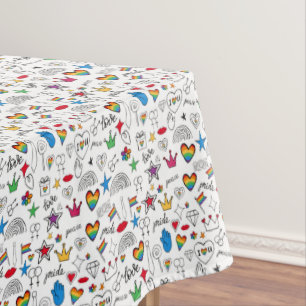 Gay Pride-Doodle-Muster Tischdecke