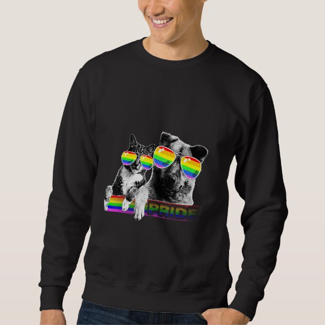 Gay Pride-Fahne-Sonnenbrille für Hunde und Katzen Sweatshirt (Vorderseite)