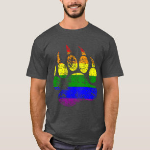 Gay Pride-Farben beängstigende Bärenpaw-Regenbogen T-Shirt