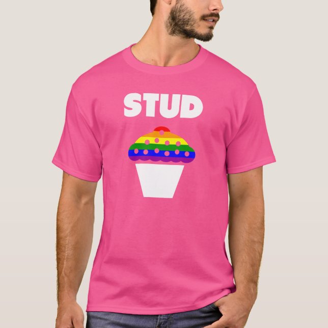GAY PRIDE FARBEN RAINBOW FLAG STUD MUFFIN T-Shirt (Vorderseite)