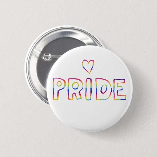 GAY PRIDE Farbiges Regenbogenherz Button (Vorne & Hinten)