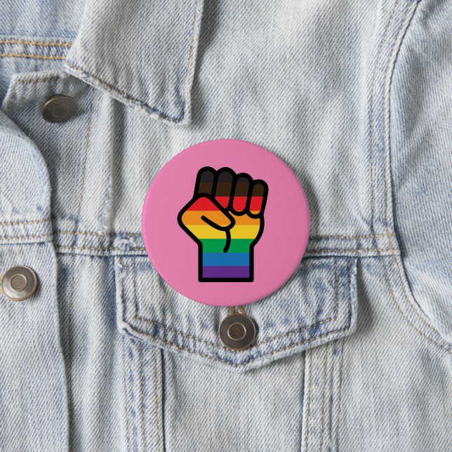 Gay Pride Faust Button (Beispiel)