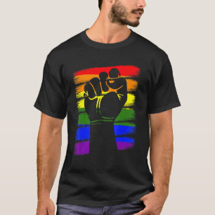 Gay Pride Fist Lgbt Q Cool Rainbow Flag Color Ally T-Shirt