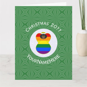 Gay Pride Flag Black Angel Weihnachten Personalisi Karte