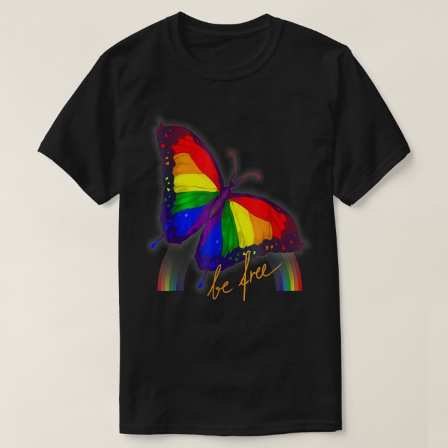 Gay Pride Flag Butterfly LGBT CSD Free,Gay gif T-Shirt (Design vorne)