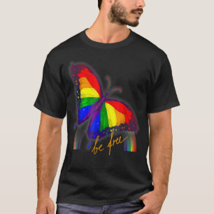 Gay Pride Flag Butterfly LGBT CSD Free,Gay gif T-Shirt