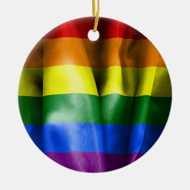 Gay Pride Flag Ceramic Round Christmas Ornament (Vorne)