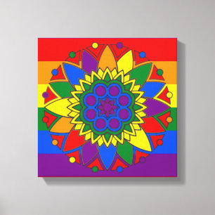 Gay Pride Flag Colors Mandala LGBT Leinwanddruck