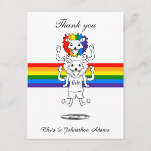 Gay Pride Flag Funny Lions Hochzeit Danke Postkarte