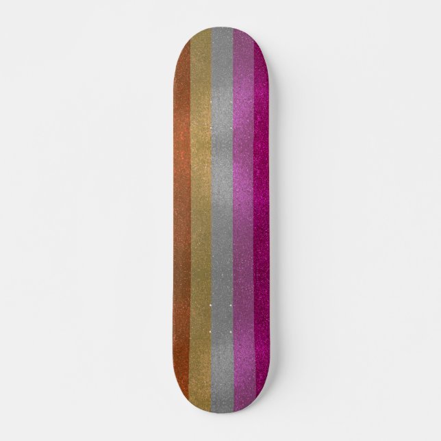 Gay Pride Flag Glitzer Glitzern Skateboard (Vorne)