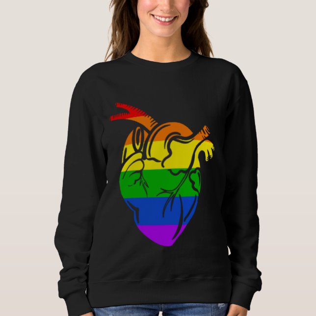 Gay Pride Flag Heart LGBTQ Trans Lesbian Queer Pri Sweatshirt (Vorderseite)