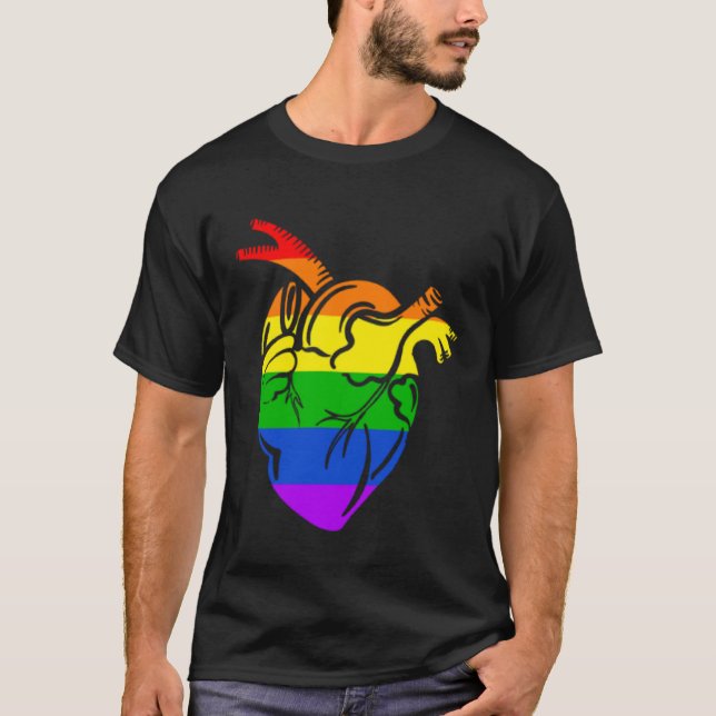 Gay Pride Flag Heart LGBTQ Trans Lesbian Queer Pri T-Shirt (Vorderseite)